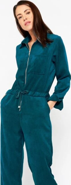 LOLALIZA Corduroy Boiler Suit - Groenblauw - Maat 46