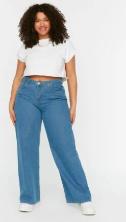 Trendyol Vrouwen Hoge Taille Breed Been Plus Size Jeans -Vrouwelijke Couture 683x1200