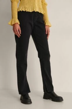 NA-KD High Waist Side Slit Denim Dames Jeans - Maat EU 38 -Vrouwelijke Couture 798x1200 11