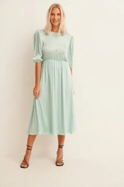 NA-KD Balloon Sleeve Structured Midi Dress Dames Jurk - Maat 42