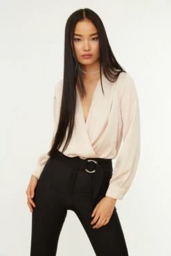 Trendyol Vrouwen Ballon Mouw Cache-coeur Body