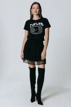 Colourful Rebel Noela Heart Mesh Mini Layer Skirt - XL