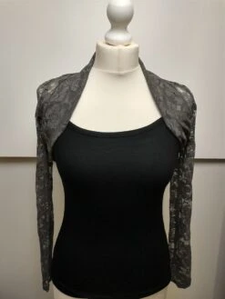 Merkloos Dames Kanten Banned Bolero Top Lynn Met Lange Mouwen Grijs Maat S