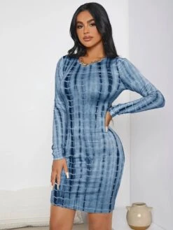 Merkloos Jurkje Met Sexy Silhouet, Viscose, Blauw, Maat M