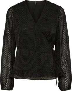 PIECES PCAGANA LS WRAP TOP QX Dames Top - Maat 50